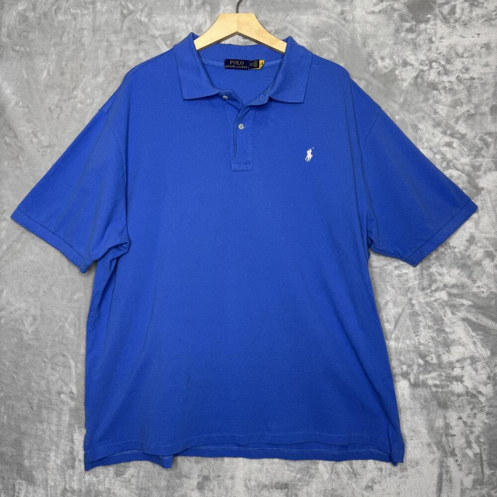 Polo Ralph Lauren Polo Shirt Mens 2XB Blue Pique Short Sleeve Pony Logo Golf
